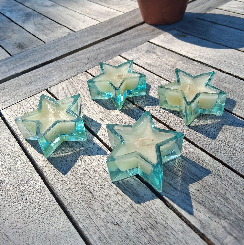 Vintage Glass Star Candles Set